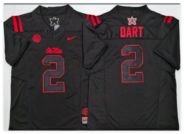 Ole Miss Rebels Black #2 DART Men's Jersey