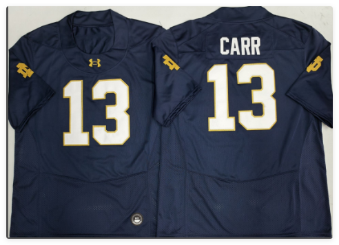 Notre Dame Fighting Irish Mens Large CJ Carr Blue Stitched Football Jersey