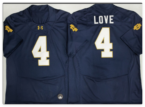 Notre Dame Fighting Irish Jeremiah Love Mens Large Blue Stitched Jersey