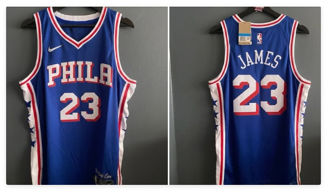 Men's Philadelphia 76ers #23 LeBron James Royal 2026 Icon Edition Stitched Jersey