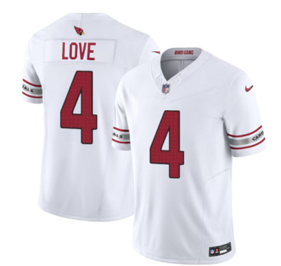 Men's Arizona Cardinals #4 Jeremiyah Love White 2026 Draft F.U.S.E. Vapor Untouchable Limited Football Stitched Jersey