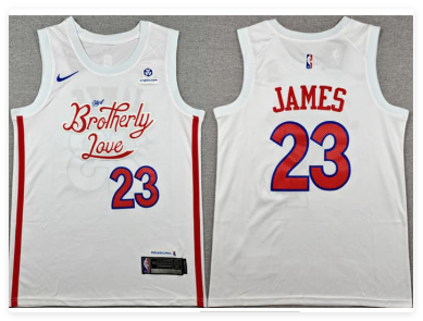 Men's Philadelphia 76ers #23 LeBron James White 2026 City Edition With Patch Stitched Jersey