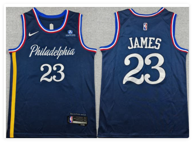 Men's Philadelphia 76ers #23 LeBron James Navy 2026 City Edition With Patch Stitched Jersey