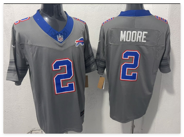 Men's Buffalo Bills #2 D.J. Moore Gray F.U.S.E. 2026 Nickel City Vapor Football Stitched Jersey