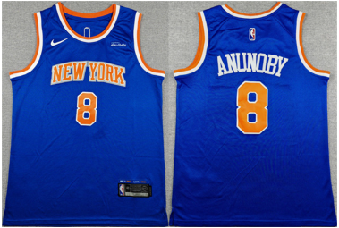 Men's New Yok Knicks #8 OG Anunoby Blue Icon Edition Edition Stitched Basketball Jersey
