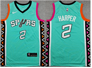 Men's San Antonio Spurs #2 Dylan Harper Teal City Edition Stitched Basketball Jersey