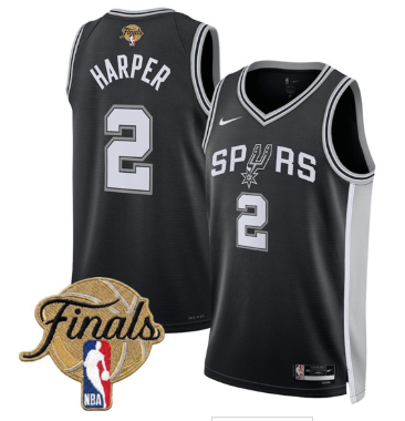 Men's San Antonio Spurs #2 Dylan Harper Black 2026 Finals Patch Icon Edition Stitched Basketball Jersey