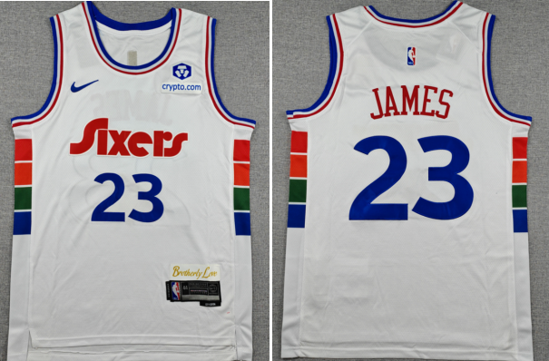 Men's Philadelphia 76ers #23 LeBron James White  Stitched Jersey