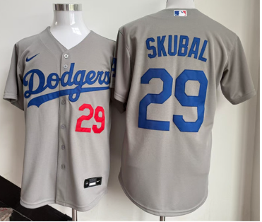 Men's Los Angeles Dodgers #29 Tarik Skubal Gray 2026 Cool Base Stitched Baseball Jersey
