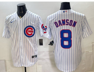 Men's Chicago Cubs #8 Andre Dawson White Home Stitched Baseball Jersey