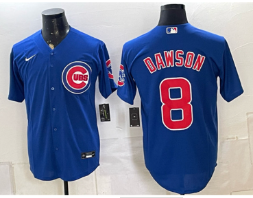 Men's Chicago Cubs #8 Andre Dawson Royal Stitched Baseball Jersey