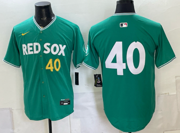 Men's Boston Red Sox #40 Willson Contreras Green 2025 City Connect Limited Stitched Baseball Jersey