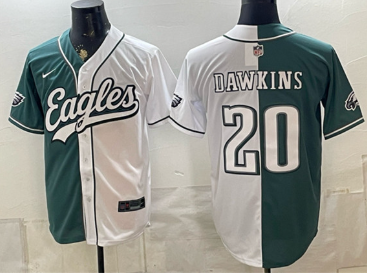 Men's Philadelphia Eagles #20 Brian Dawkins Green White Split Stitched Jersey