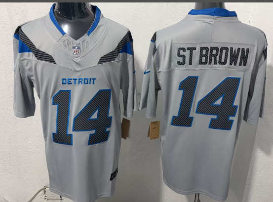 Men's Detroit Lions #14 Amon-Ra St. Brown Silver 2026 F.U.S.E. Rivalries Collection Limited Football Stitched Jersey