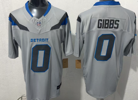 men's Detroit Lions #0 Jahmyr Gibbs Silver 2026 F.U.S.E. Rivalries Collection Limited Football Stitched Jersey