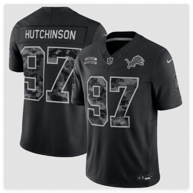 Men's Detroit Lions #97 Aidan Hutchinson Black F.U.S.E. 2026 Salute to Service Limited Football Stitched Jersey
