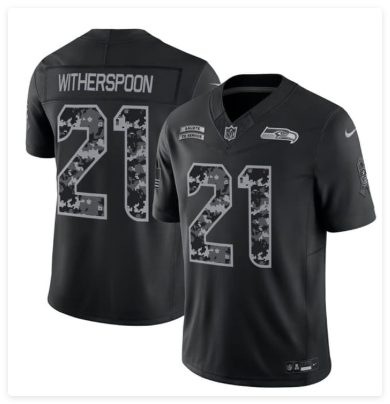 Men's Seattle Seahawks #21 Devon Witherspoon Black 2026 F.U.S.E. Salute to Service Limited Football Stitched Jersey