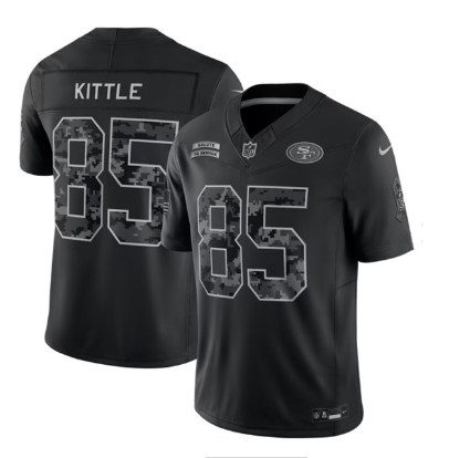 Men's San Francisco 49ers #85 George Kittle Black 2026 F.U.S.E. Salute to Service Limited Stitched Football Jersey