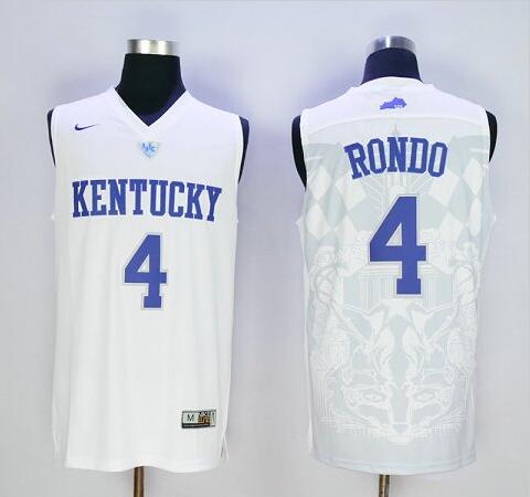 Rajon Rondo #4 Kentucky Wildcats White Basketball Jersey