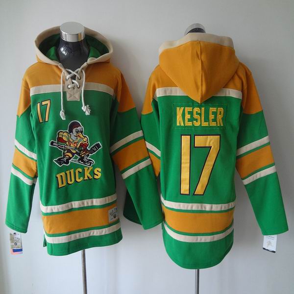 Reebok Anaheim Ducks Ryan Kesler 17 yellow green NHL hooded sweatshirt