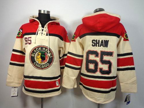 Reebok Chicago Blackhawks  Andrew Shaw 65# Beige Red nhl Hooded Sweatshirt