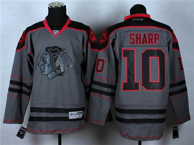 Reebok Chicago Blackhawks Patrick Sharp 10 Gray Ice Hockey Jersey