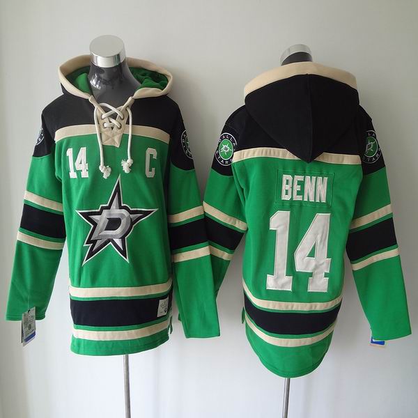 Reebok Dallas Stars #14 Jamie Benn green black Hockey Hooded Sweatshirt