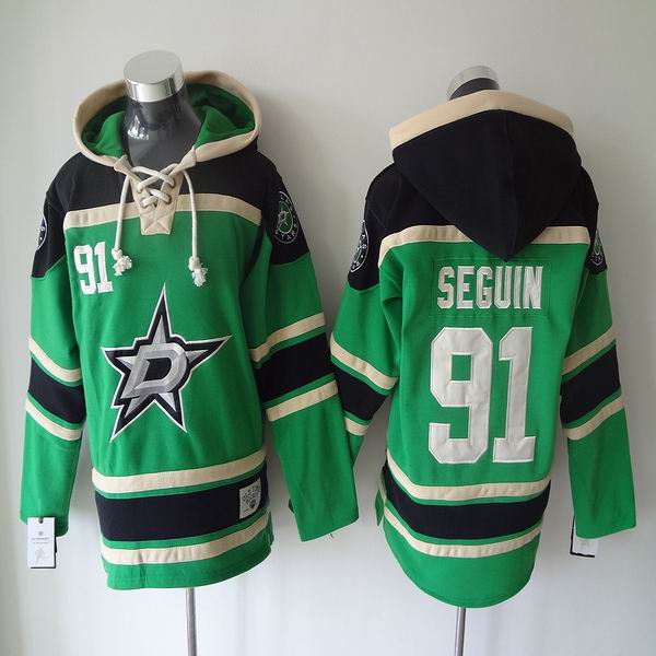 Reebok Dallas Stars #91 Tyler Seguin green black Hockey Hooded Sweatshirt