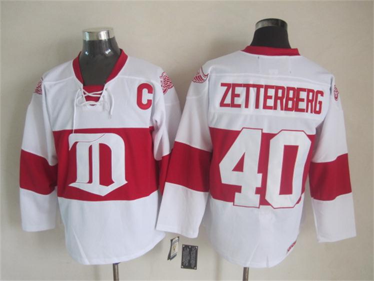 Reebok Detroit Red Wings 40 Henrik Zetterberg Winte men ice hockey nhl jersey C patch