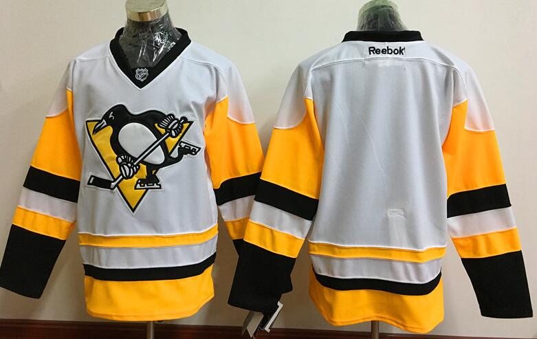 Reebok Pittsburgh Penguins blank White yellow men nhl ice hockey  jerseys