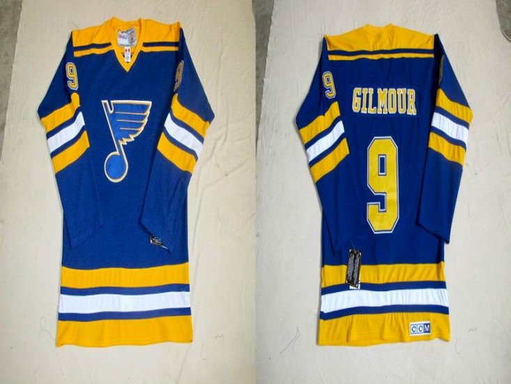 ST. LOUIS BLUES 9 Doug Gilmour Blue 1980 Away men nhl ice hockey  jerseys CCM