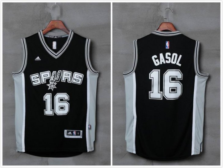 San Antonio Spurs 16 Pau Gasol Black Stitched Adidas men nba basketball jerseys