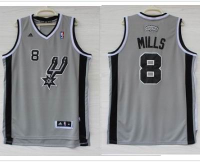 San Antonio Spurs 8 Patrick Mills gray  Adidas men nba basketball jerseys