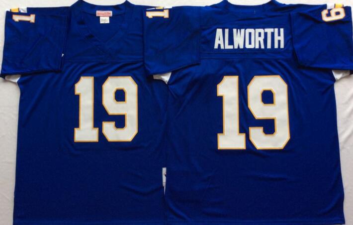 San Diego Chargers Blue 19 Lance Alworth men Throwback blue NFL football Jersey