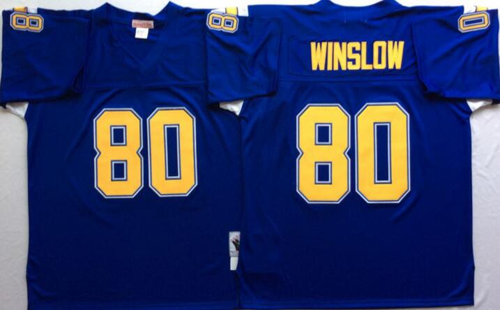 San Diego Chargers Blue 80 Kellen Winslow men Throwback blue NFL football Jerseys