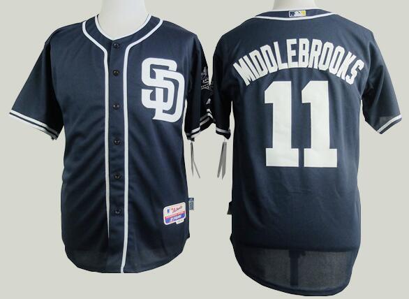 San Diego Padres 11 Will Middlebrooks Dark Blue men MLB baseball jersey