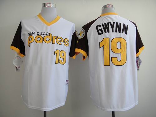 San Diego Padres 19 Tony Gwynn throwback white mlb jerseys