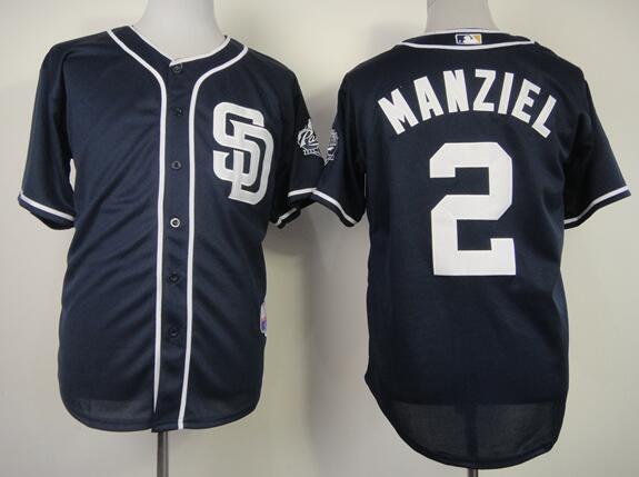 San Diego Padres 2 Johnny Manziel blue men MLB baseball jersey