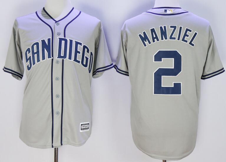 San Diego Padres 2 Johnny Manziel grey men MLB baseball jersey