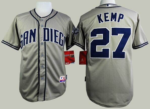 San Diego Padres 27 Matt Kemp gray men MLB baseball jersey