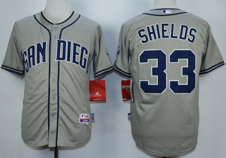 San Diego Padres 33 James Shields gray men MLB baseball jersey