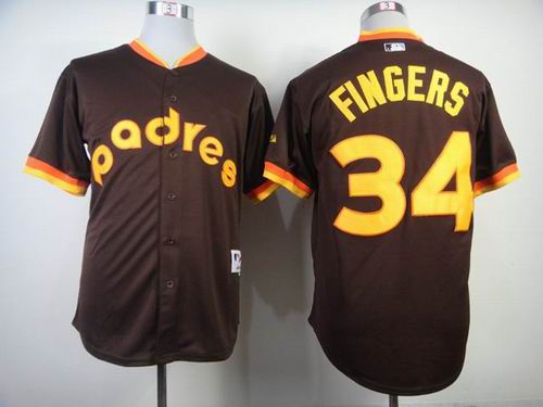 San Diego Padres 34# Rollie Fingers Coffee MLB jersey