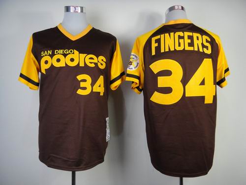 San Diego Padres 34 FINGERS brown men MLB baseball jersey