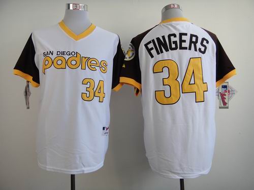 San Diego Padres 34 Rollie Fingers Throwback white mlb jersey