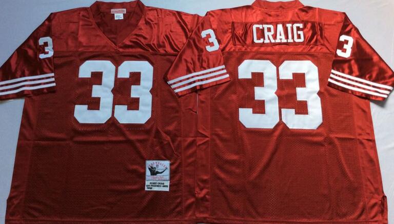 San Francisco 49ers 33 Roger Craig Red men throwback nfl football jerseys