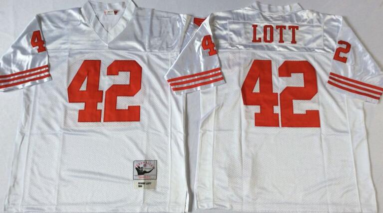 San Francisco 49ers 42 Ronnie Lott Throwback white men nfl football jerseys