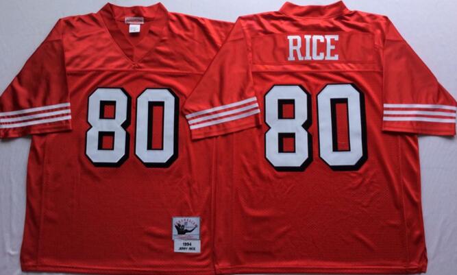 San Francisco 49ers 80 Jerry Rice red men throwback nfl football jerseys