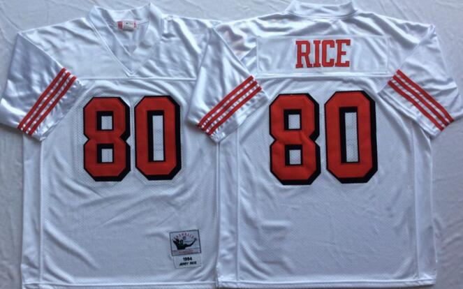 San Francisco 49ers 80 Jerry Rice white men throwback nfl football jerseys