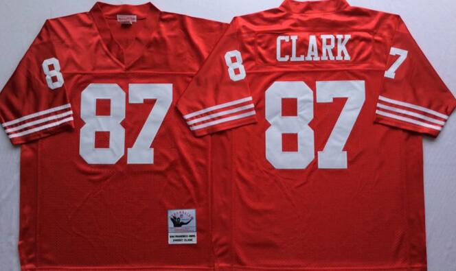 San Francisco 49ers 87 Dwight Clark red men throwback nfl football jerseys