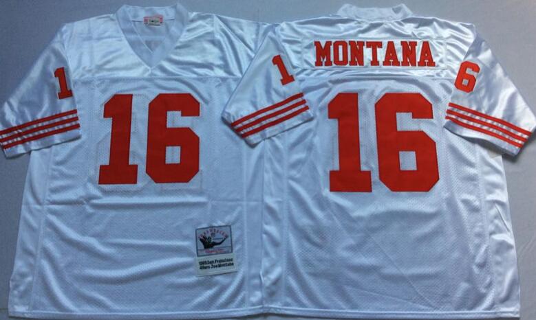 San Francisco 49ers Joe Montana 16 Throwback white men nfl football jerseys